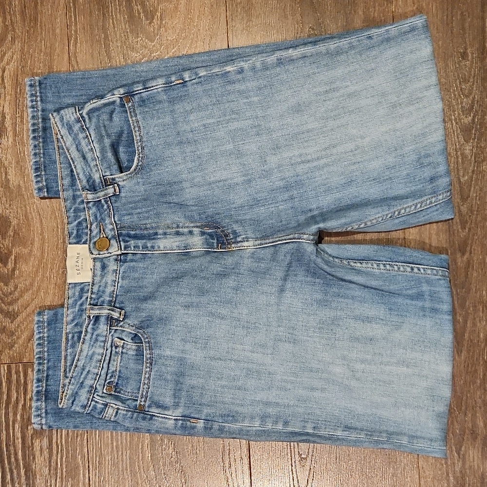 SEZANE DENIM HIGH RISE SLIM ANKLE JEANS, 28